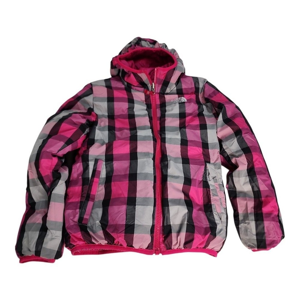 The North Face Puffer Jacket Girls M 10/12 Pink 550 Down Quilted Warm reversible - Picture 12 of 13